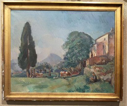 Guillaume DULAC (1868/83-1929) Ferme au cyprès...