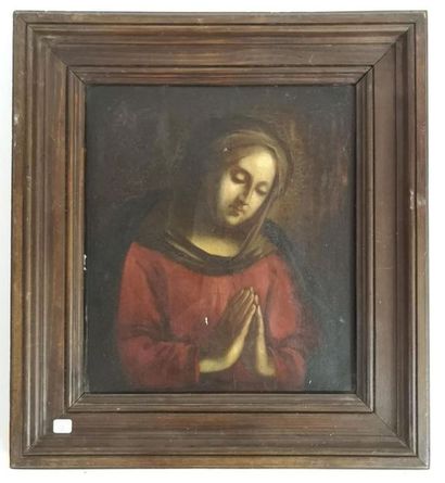 Vierge en prière. Panneau XVIIe-XVIIIe. (petits...