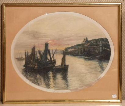 LORRAIN René. Marine, lithographie en couleurs....