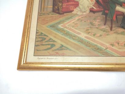 La partie de cartes. Gravure encadrée copyright...