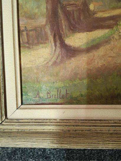 BRILLET A. Paysage huile sur panneau - signée...