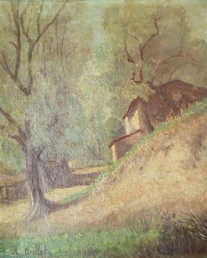 BRILLET A. Paysage huile sur panneau - signée...