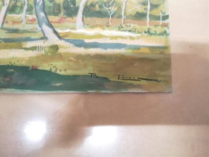 LISSAC. Verger. Gouache. 32 x 50 cm. Bag...