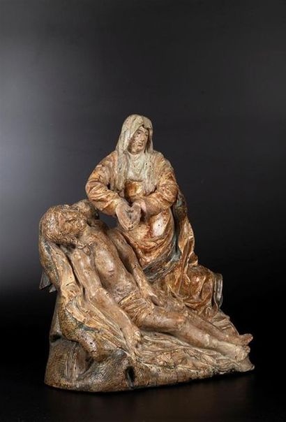 Vierge de Pitié en bois sculpté, polychromé...