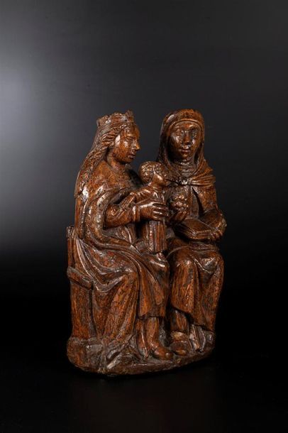 Sainte Anne trinitaire en chêne sculpté....