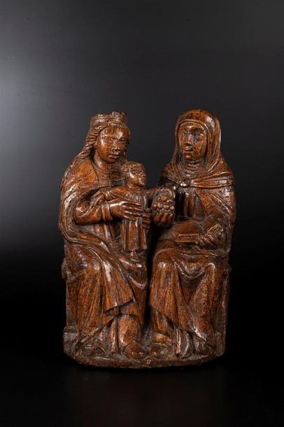 Sainte Anne trinitaire en chêne sculpté....