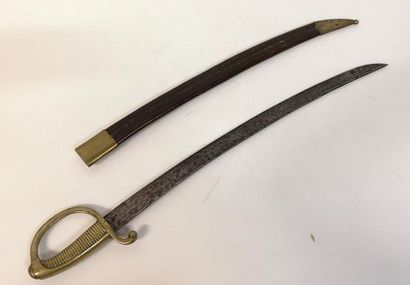un sabre briquet avec son fourreau en cuir...