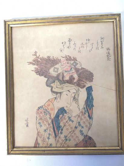 2 estampes japonaises. Fin XIXème siècle....