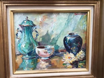 KREUTZBERG. Nature morte au petit bol. Huile...