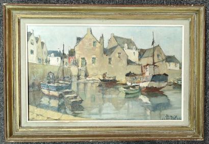 Henri MILOCH (1898-1979). Bateaux au port...