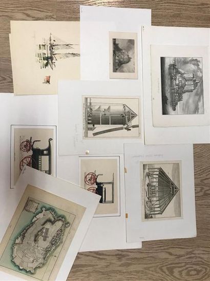 Ensemble de dessins et gravures dont Mont...