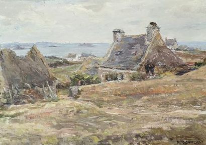 Pierre BONNEROT. Maison en Bretagne. Peinture....