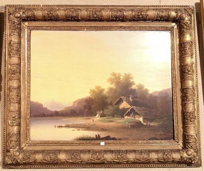 Nicolas PREVOST (1817-1864). Paysage animé....