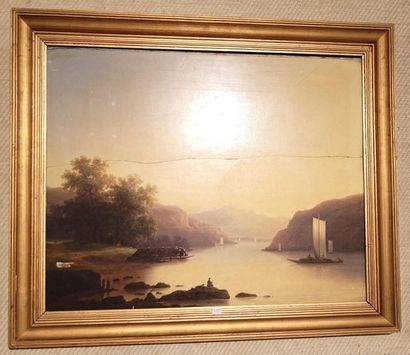 Nicolas PREVOST (1817-1864). Paysage animé...