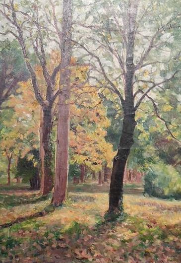 P. JOUVE (XXème siècle). Arbres en automne....
