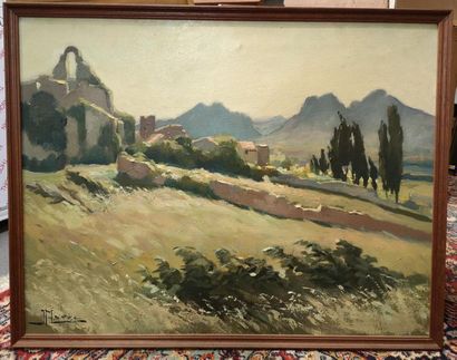 Jean MAREC (1901-1972). Village. Huile sur...