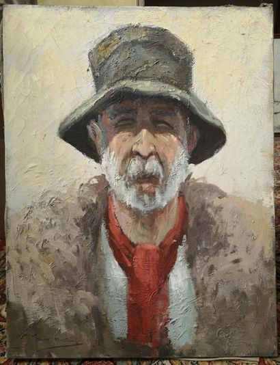 Jean MAREC (1901-1972). Homme à l'écharpe...
