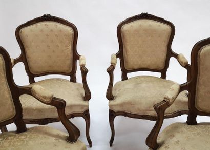 Série de 4 fauteuils en bois naturel, style...