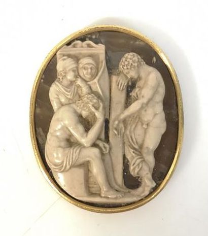Grand camée sur agate gravé d'une scène à...