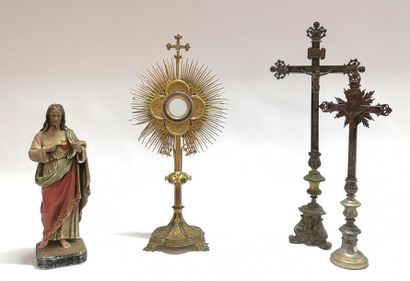 Ensemble d'objets de piété: ostensoir en...
