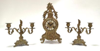 Garniture de cheminée en bronze diré style...
