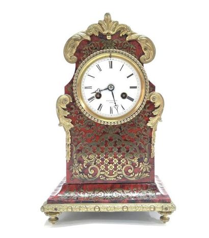 Cartel en marqueterie Boulle style Louis...
