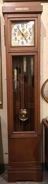 Horloge de parquet en chêne et placage de...