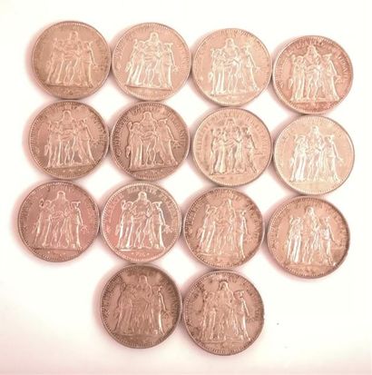 14 pièces de 10 FF Hercule en argent