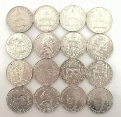 16 pièces de 100 FF modernes en argent