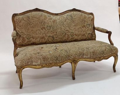 Canapé en bois redoré époque Louis XV (acc....