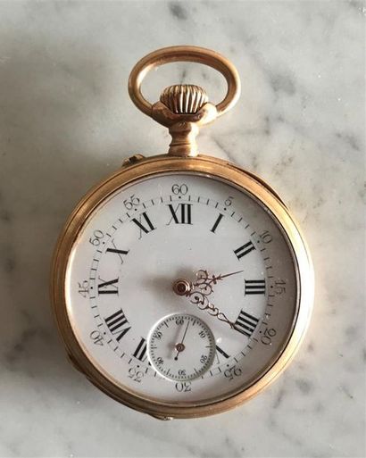 Importante montre de poche en or uni, le...