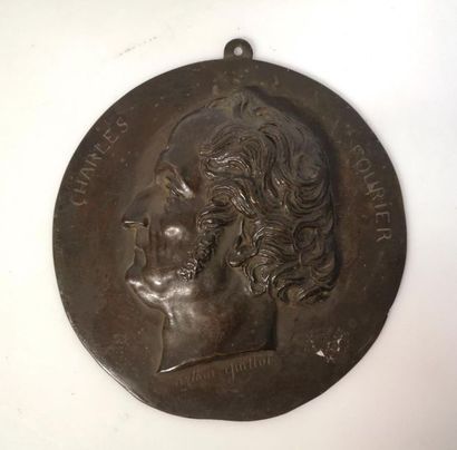 GUILLOT. Charles FOURIER. médaillon en bronze....