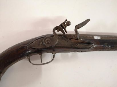 Pistolet d'arçon XVIIIe, platine à silex...