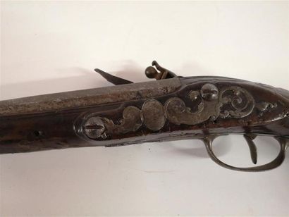 Pistolet d'arçon XVIIIe, platine à silex...