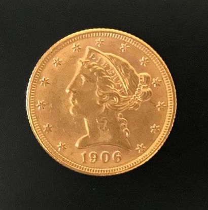 1 monnaie en or : 5 $ US 1906 D