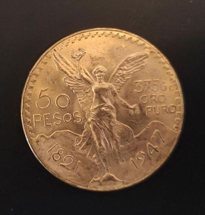 1 monnaie en or : 50 pesos Mexique 1821 -...