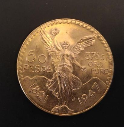 1 monnaie en or : 50 pesos Mexique 1821 -...