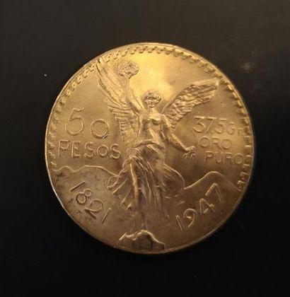 1 monnaie en or : 50 pesos Mexique 1821 -...