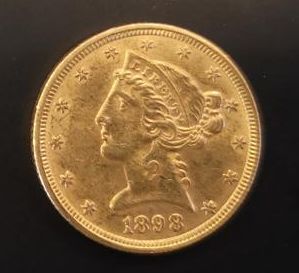 1 monnaie en or : 5 $ US 1898