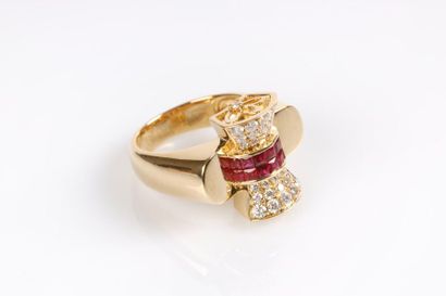 Bague tank en or style années 50 sertie de...