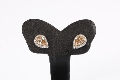 Paire de boucles d'oreilles en or de deux...