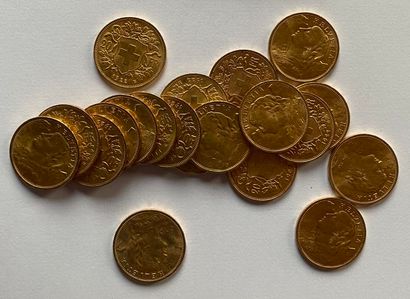 20 monnaies en or: 20 F suisses dates di...