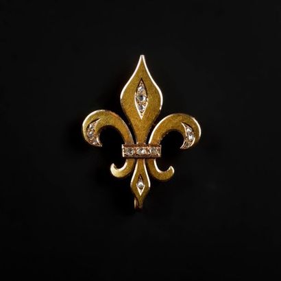 Broche fleur de lys en or sertie de petits...
