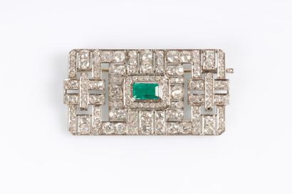 Broche ancienne années 1900 en platine sertie...