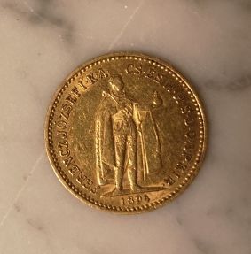 1 monnaie en or: 10 couronnes Hongrie 18...