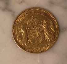1 monnaie en or: 10 couronnes Hongrie 18...