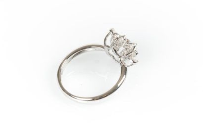 Bague fleurs en or gris sertie de diamants....