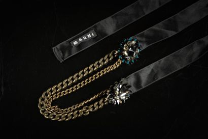 MARNI. Collier double chainettes , fleurs...