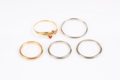 Alliance en or, 3 alliances en or gris, bague...