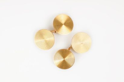 Paire de boutons de manchettes en or, cercles...